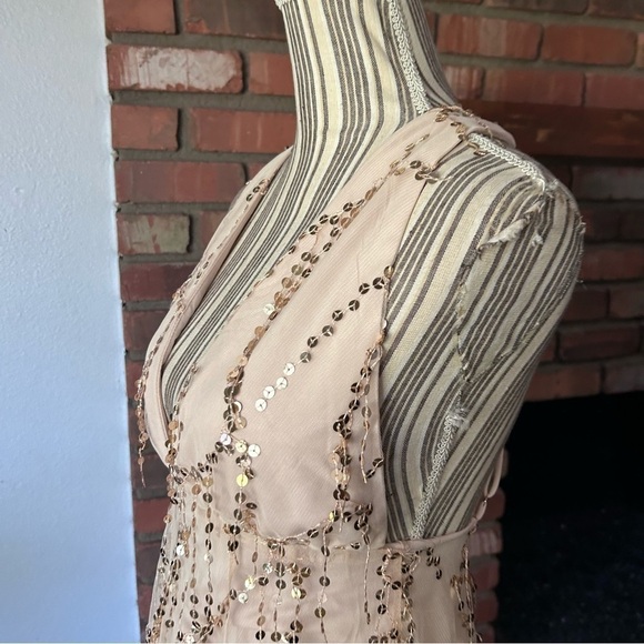 NWT Hello Molly Heightened Perspective Sequin Midi Dress in Beige Sz S - Picture 8 of 11